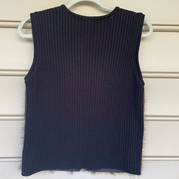 Vintage Faux Fur Knit Vest by Kikit Maurice Sasson Brown & Gray Striped Size S - Picture 6 of 8